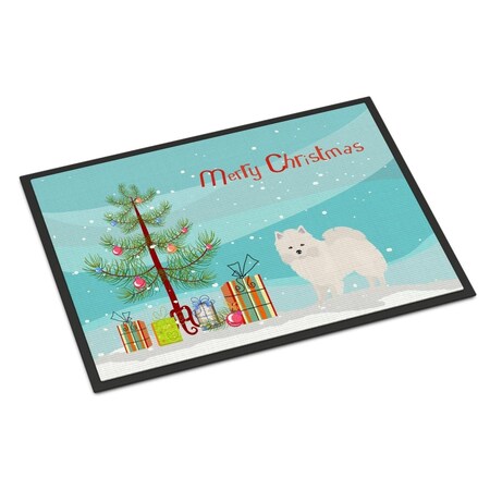 Carolines Treasures 18 x 27 in. American Eskimo Christmas Tree Indoor or Outdoor Mat CK3441MAT